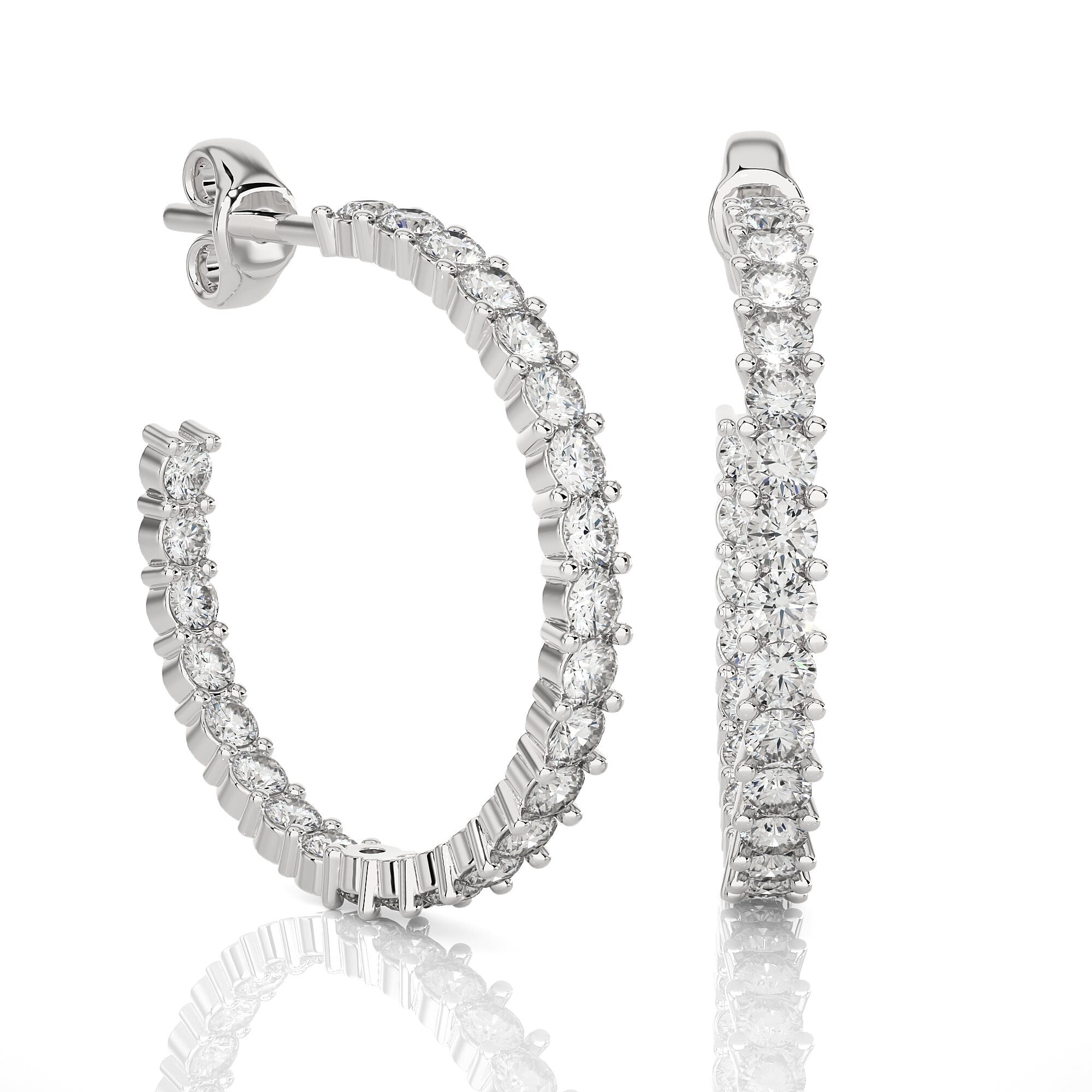 14K Gold Round EF VS/SI Lab-Grown Diamond Half Hoop Earrings Minimalist Prong Setting Design with Ethically Sourced Sparkle.